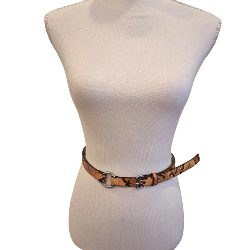 Worth Women's Belt‎ Italian Leather Snakeskin Silver Ring Luxury Hardware Medium